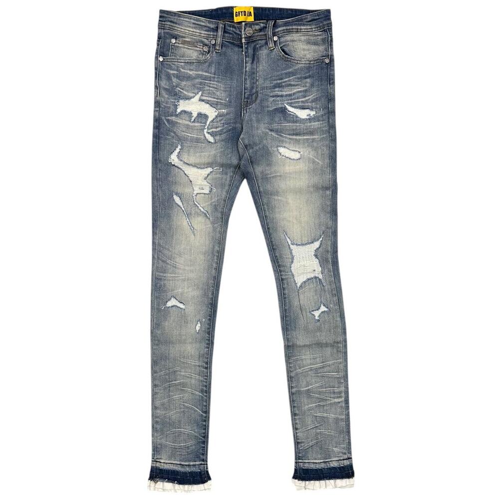 GFTD LA Los Angeles Men's Skinny Fit Jeans Ron Distressed Rip & Repair Denim